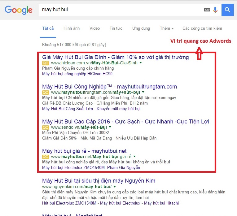 Quang cao google adwords